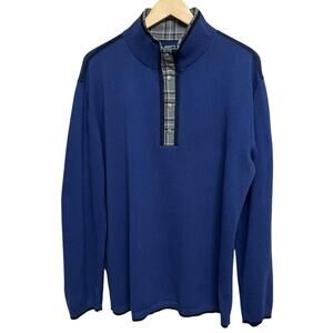 QED STYLE Brigham Golf Cashmere Blend Plaid Trim Pullover Sweater Men’s Size XXL